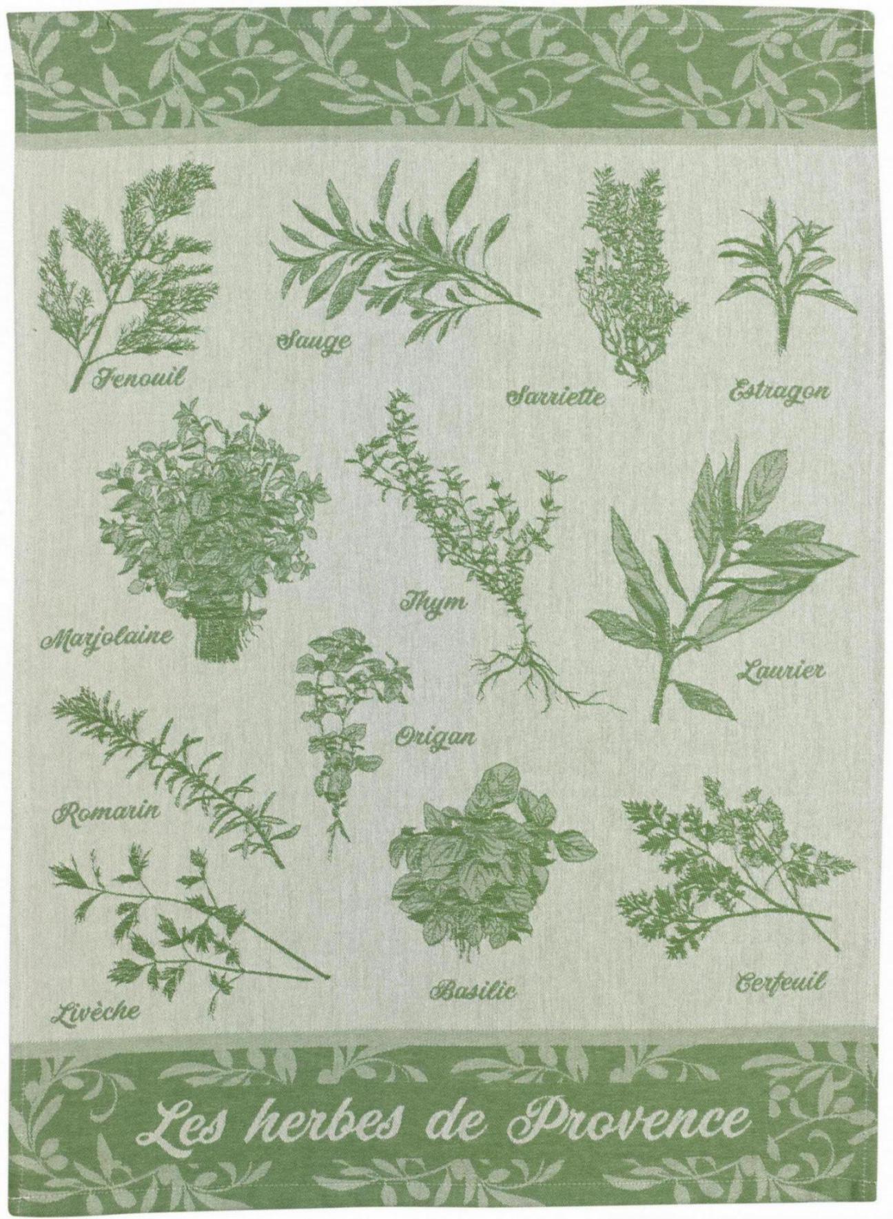 Geschirrtuch jacquard Herbes de provence Vert 50 x 70