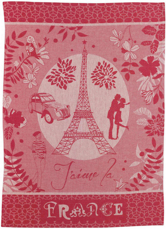 Geschirrtuch jacquard Tour Eiffel Rouge 50 x 70