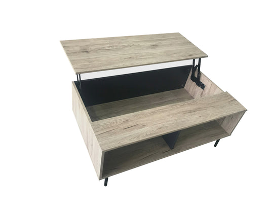 Couchtisch   2 offene Faecher hoehenverstellbare Deckplatte Deckplatte ausziehbar auf 527 cm Hoehe der unteren Faecher  ca  23 cm Hoehe zwischen Tischplatte und ausgeklappter Deckplatte  ca  134 cm