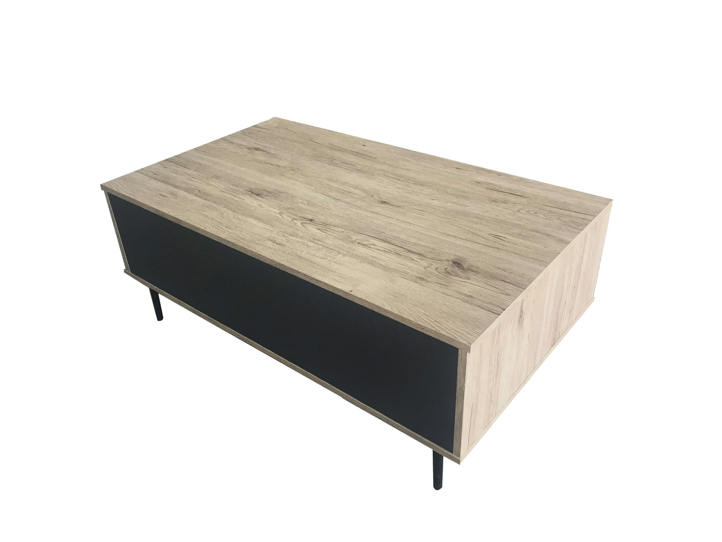 Couchtisch   2 offene Faecher hoehenverstellbare Deckplatte Deckplatte ausziehbar auf 527 cm Hoehe der unteren Faecher  ca  23 cm Hoehe zwischen Tischplatte und ausgeklappter Deckplatte  ca  134 cm