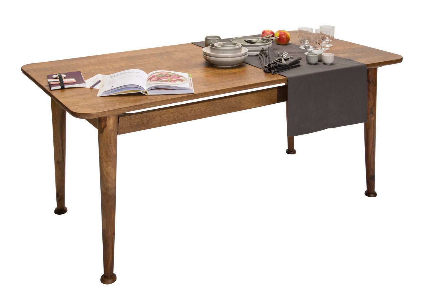 Tom Tailor Tisch 180 x 90 cm T-Westcoast Table Large 4 Holzbeine mit Zarge Plattenstaerke 25 mm abgerundete Kante Zarge 5 cm breit Abstand zwischen Zarge und Tischplatte 5 cm Abstand von Zarge zum Boden 645 cm