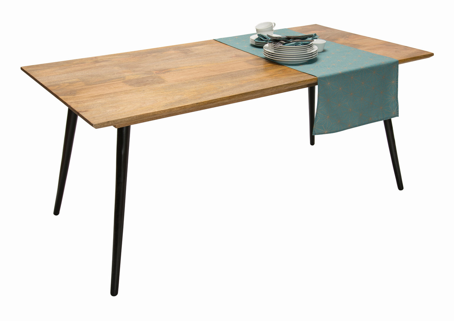 Tom Tailor Tisch 140x80 cm T-Soho Table Small 4 Metallbeine Plattenstaerke 25 mm angeschraegte Kante schweizer Kante Zarge 50 mm Abstand zwischen den Beinen unten lange Seite 114 cm kurze Seite 70 cm