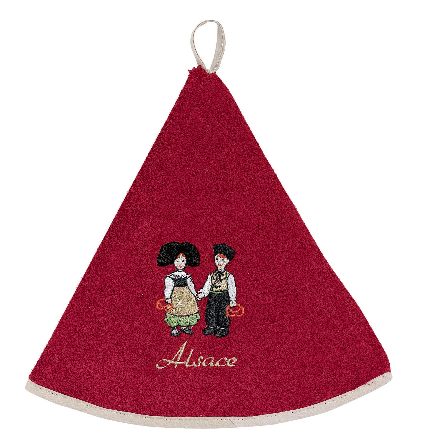 Rundes besticktes Handtuch Couple Enfants Rouge Diameter 60