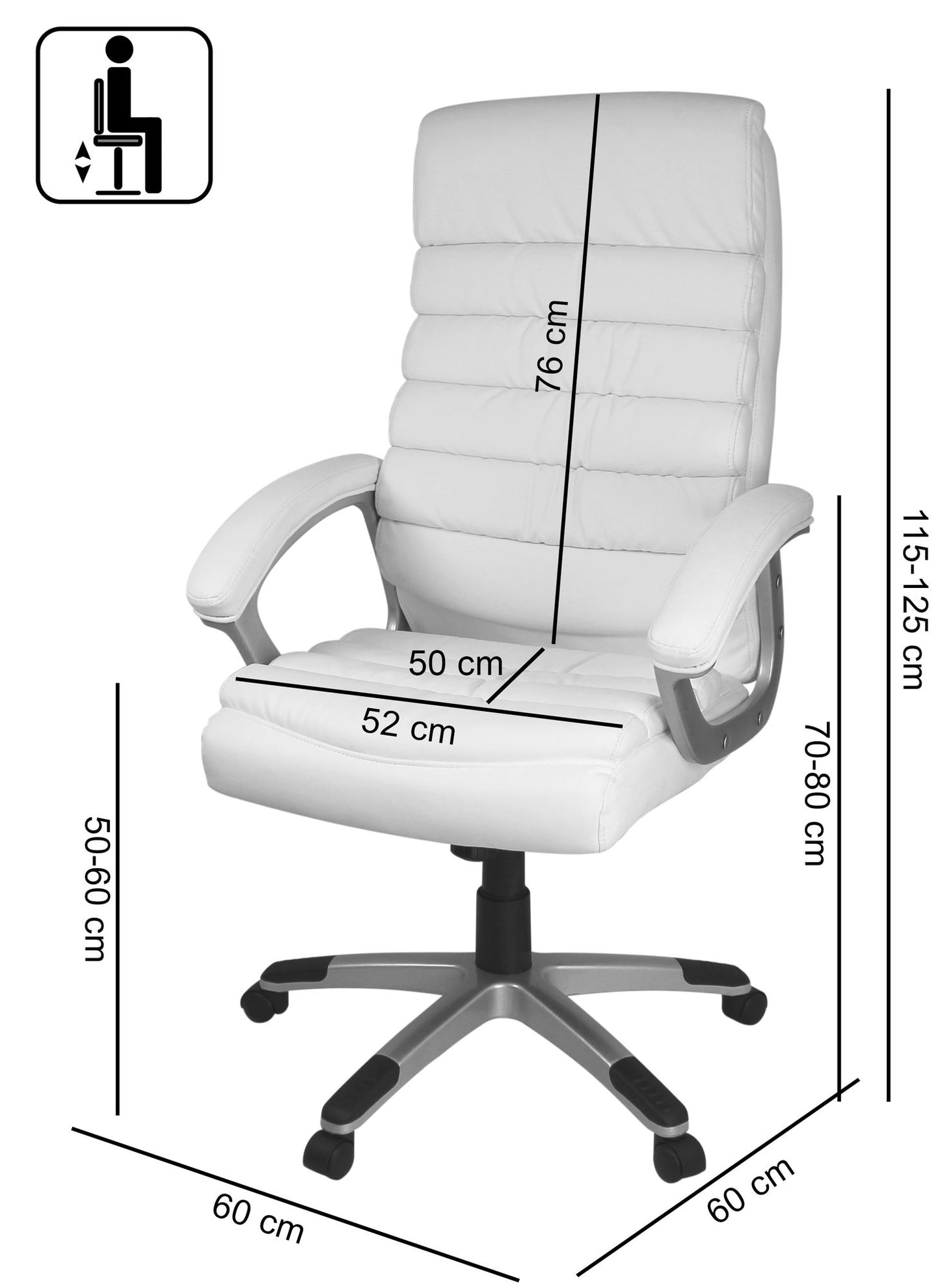 Valencia Buerostuhl Kunstleder Weiss ergonomisch mit Kopfstuetze Design Chefsessel Schreibtischstuhl mit Wippfunktion Drehstuhl hohe Ruecken Lehne  mal   mal L 120 kg