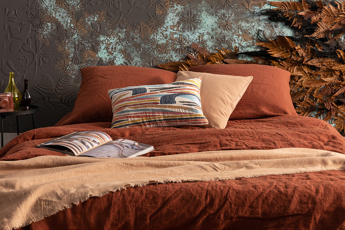 Einfarbiges Kissen Zeff Caramel 30 X 50