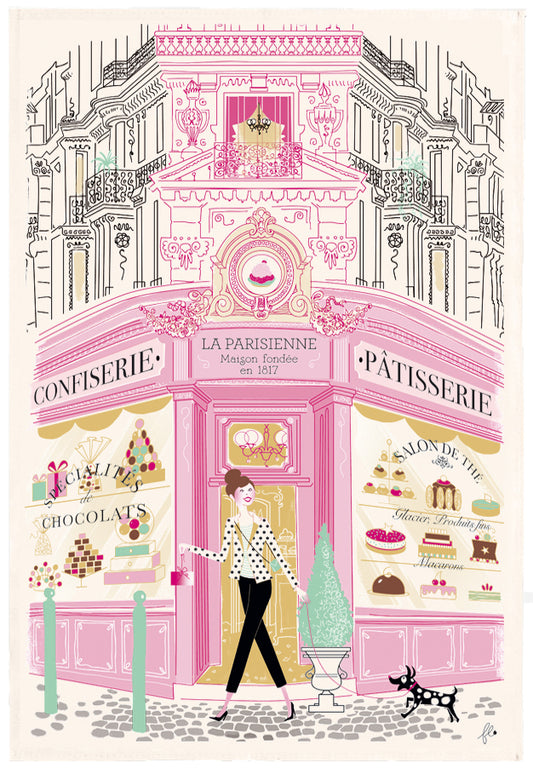 Geschirrtuch Imprimé Façade patisserie Ecru 48 x 72