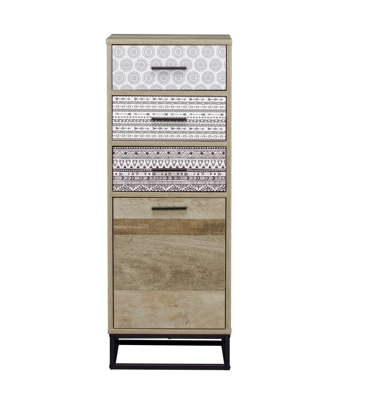 Kommode   3 Schubladen 1 Tuer mit Dekorfolie Schubladenmasse 3x B322 x T315 x H11 cm