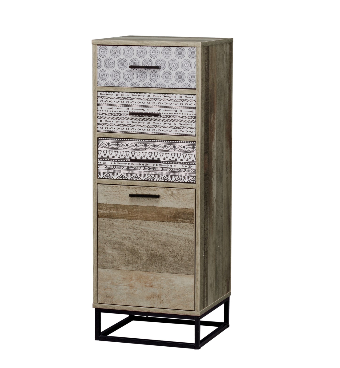 Kommode   3 Schubladen 1 Tuer mit Dekorfolie Schubladenmasse 3x B322 x T315 x H11 cm