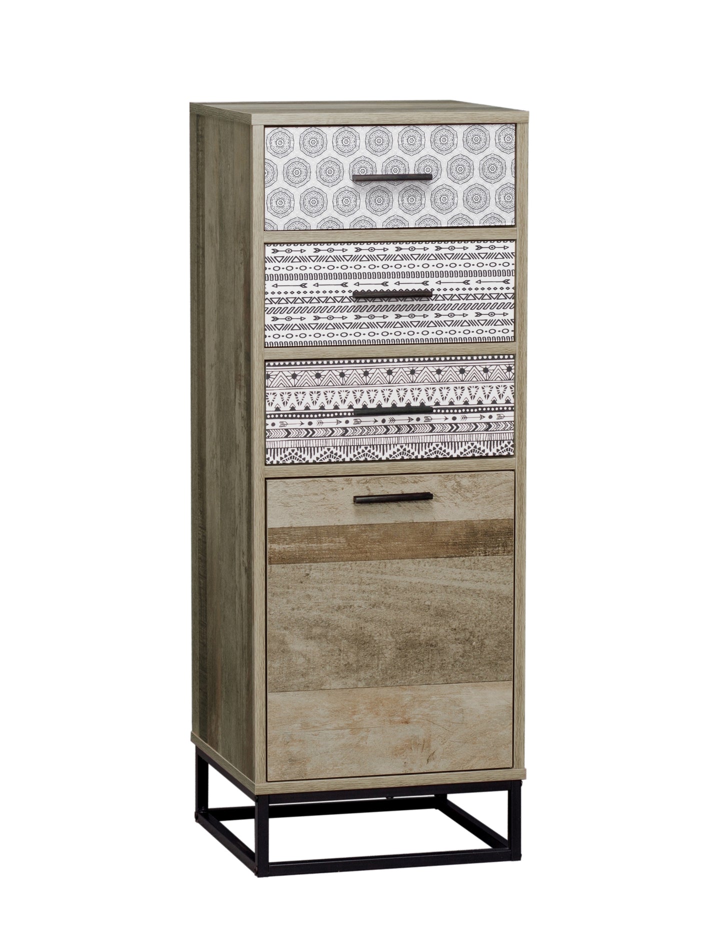 Kommode   3 Schubladen 1 Tuer mit Dekorfolie Schubladenmasse 3x B322 x T315 x H11 cm