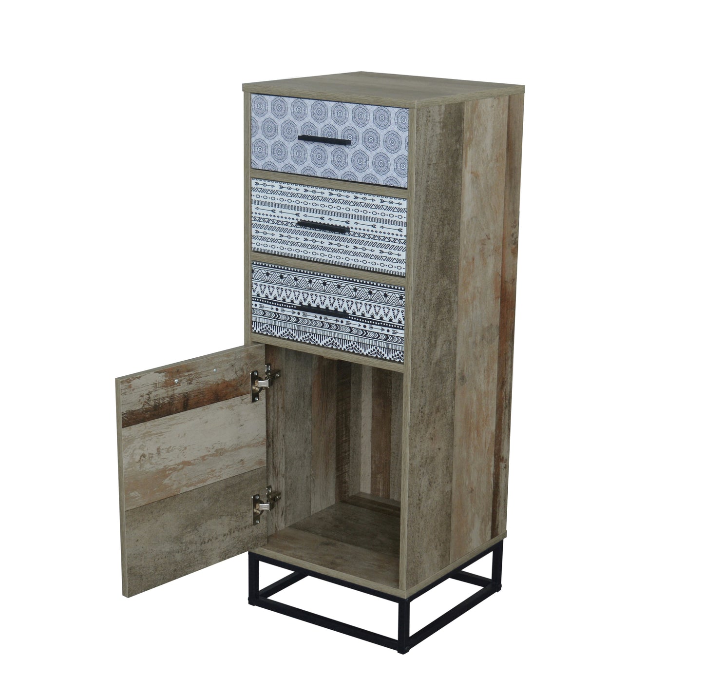 Kommode   3 Schubladen 1 Tuer mit Dekorfolie Schubladenmasse 3x B322 x T315 x H11 cm