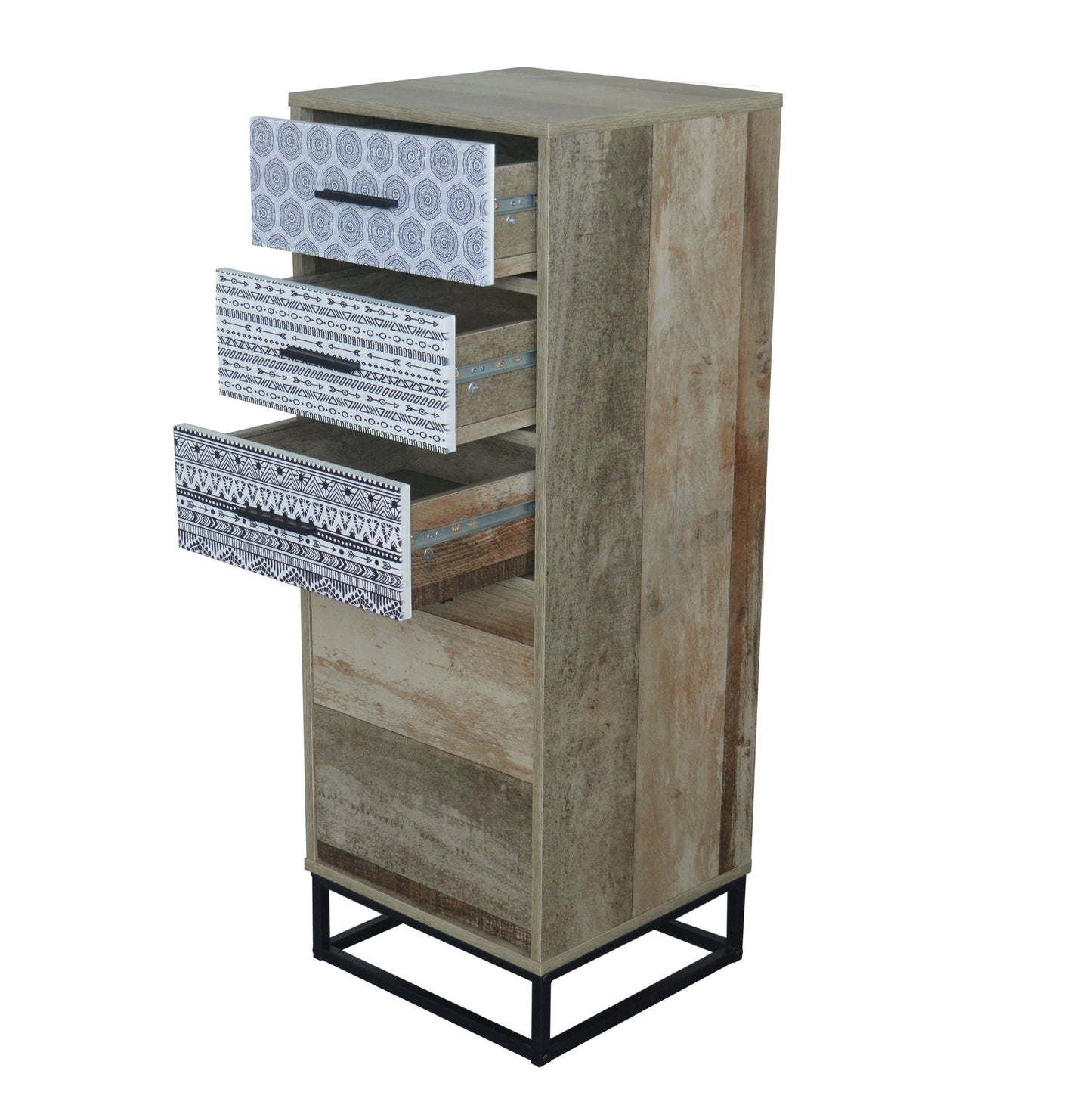 Kommode   3 Schubladen 1 Tuer mit Dekorfolie Schubladenmasse 3x B322 x T315 x H11 cm