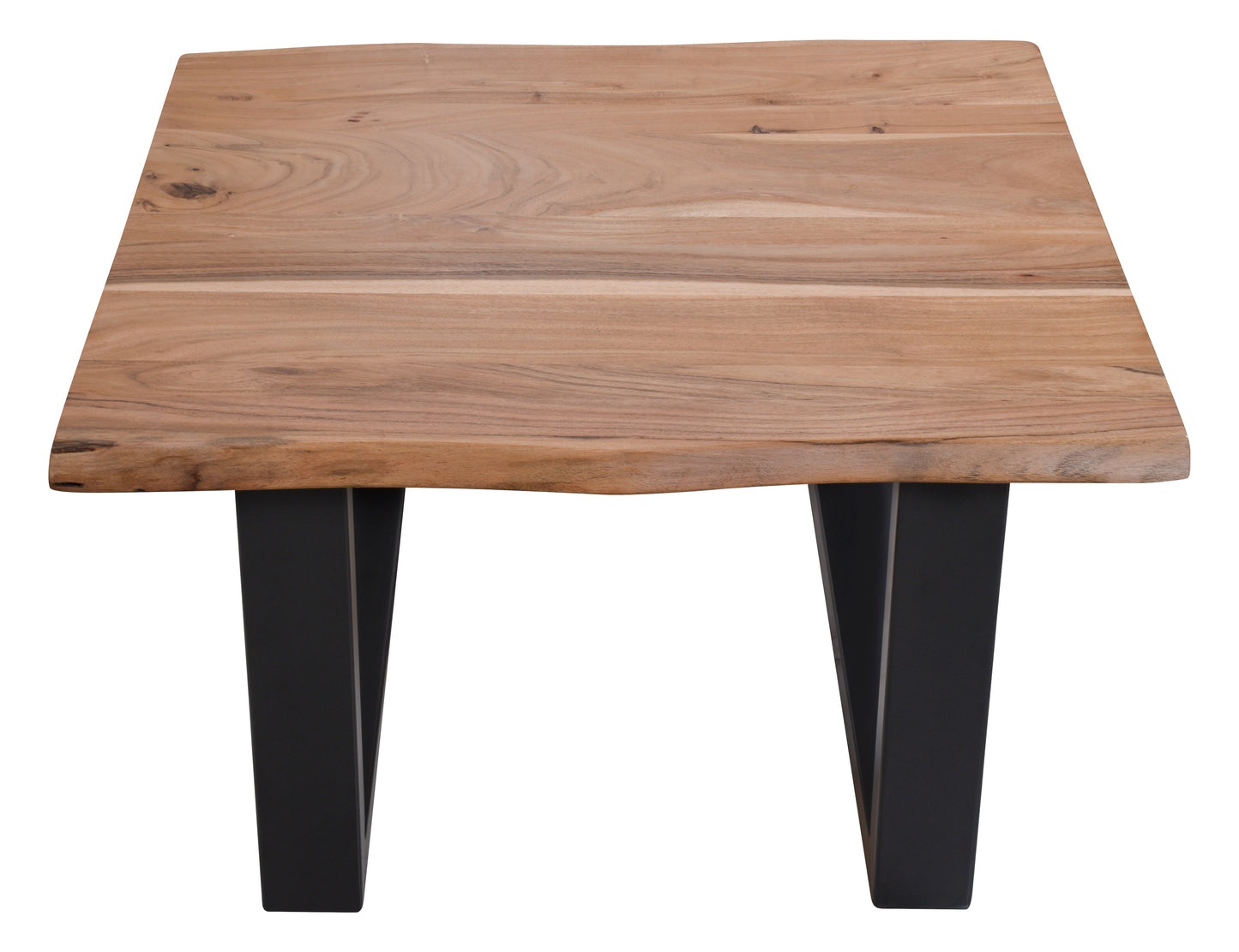Couchtisch 80x80 cm   mit Baumkante wie gewachsen Plattenstaerke 26 mm Gestellmasse 8x4 cm