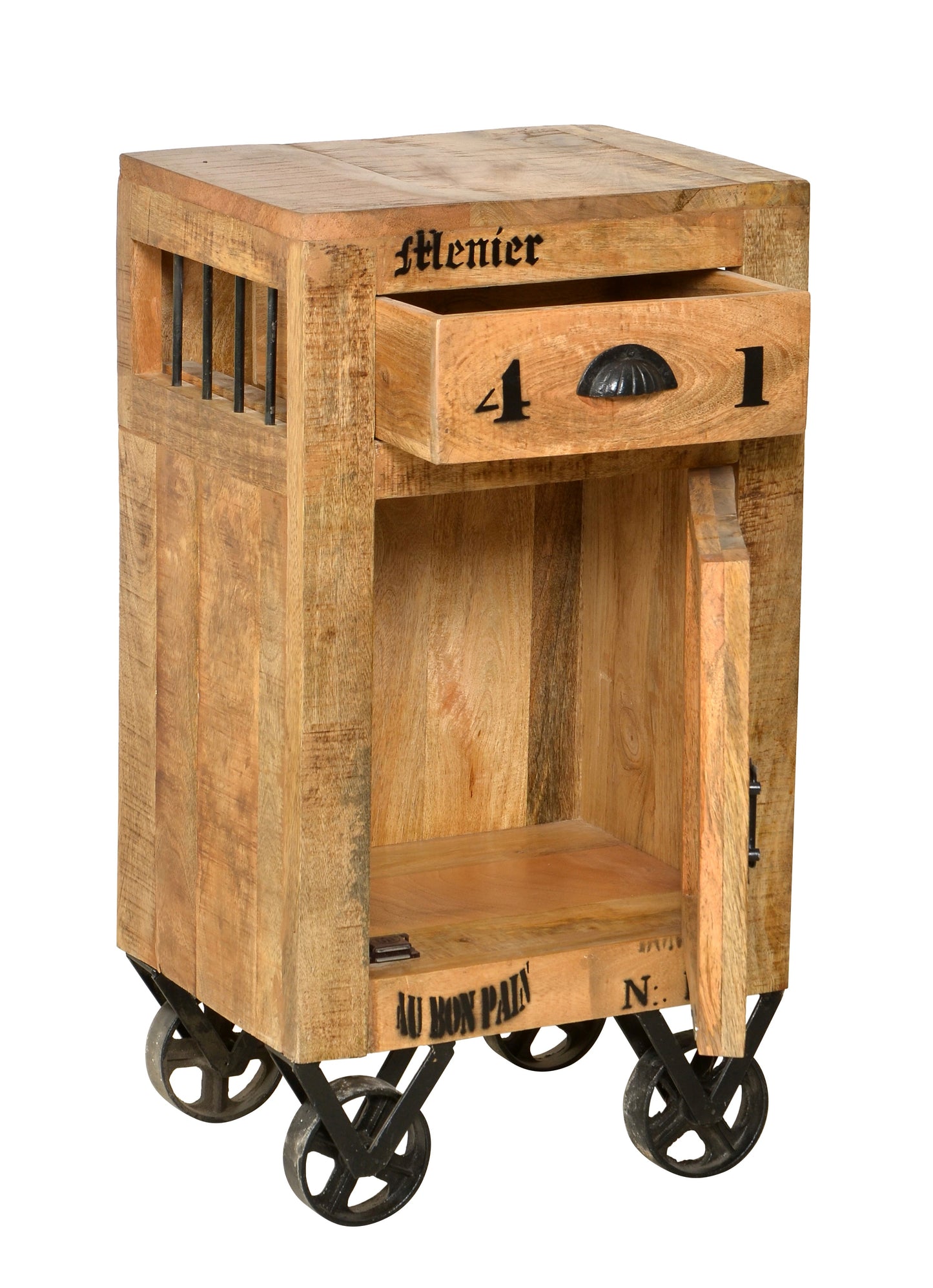 Kommode 1 Tuer 1 Schublade auf Rollen kein Einlegeboden Schubladeninnenmass 27x255x9 cm hinter der Tuer 38x34x39 cm