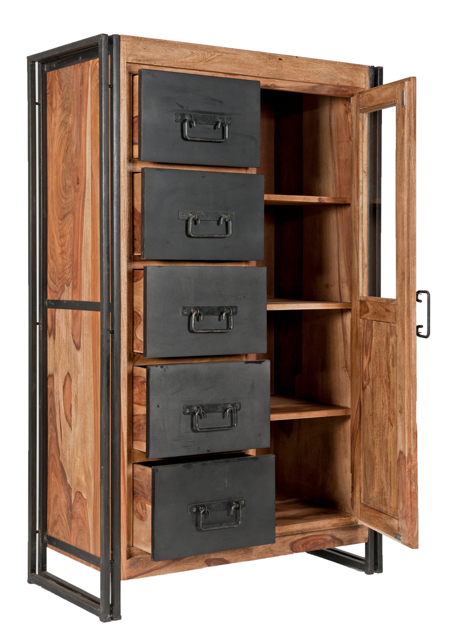 Brotschrank   1 Tuer 5 Schubladen 3 Boeden Schublade innen  32x36x21 cm feste Boeden Fachmasse 375x405x 28 cm