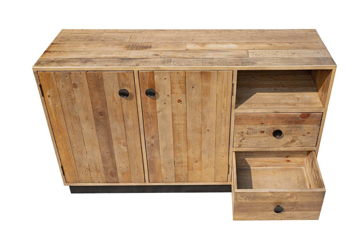 Sideboard   2 Tueren 2 Schubladen 1 offenes Fach aus recyceltem Pinienholz