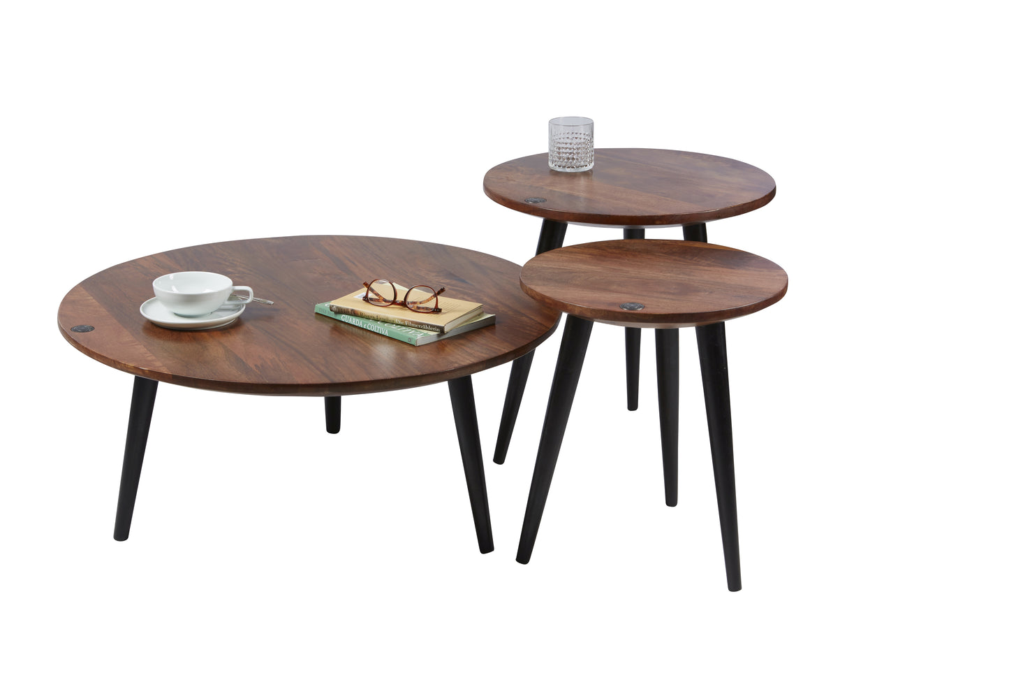 Tom Tailor Couchtisch T-Wood Table Large Plattenstaerke 25 mm angeschraegte Kante schweizer Kante eingelassener grosser TOM TAILOR Metallknopf