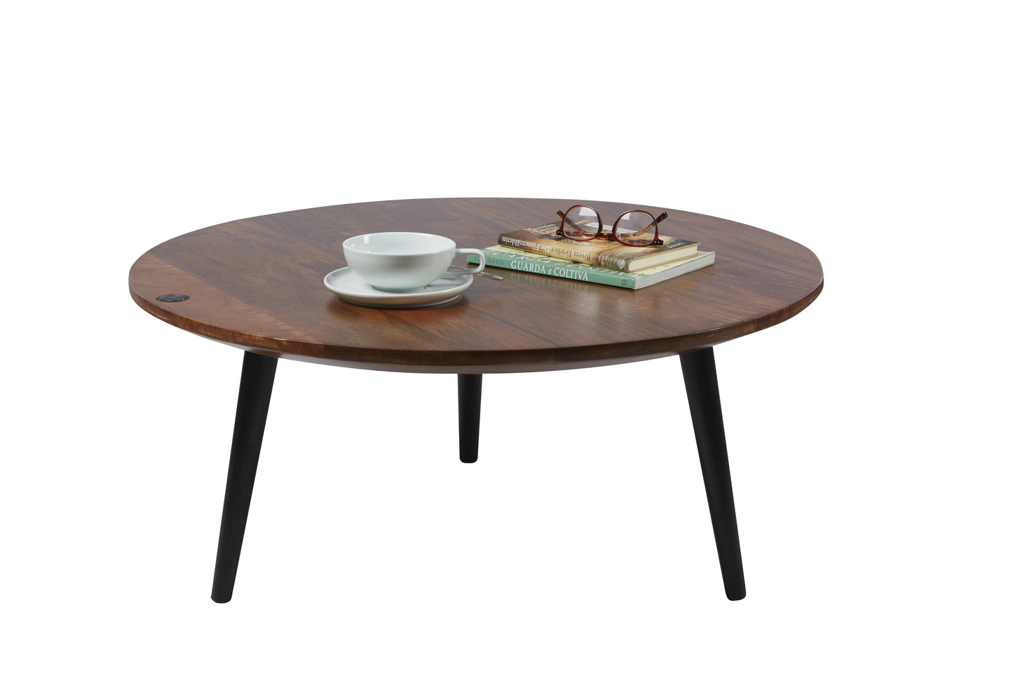 Tom Tailor Couchtisch T-Wood Table Large Plattenstaerke 25 mm angeschraegte Kante schweizer Kante eingelassener grosser TOM TAILOR Metallknopf