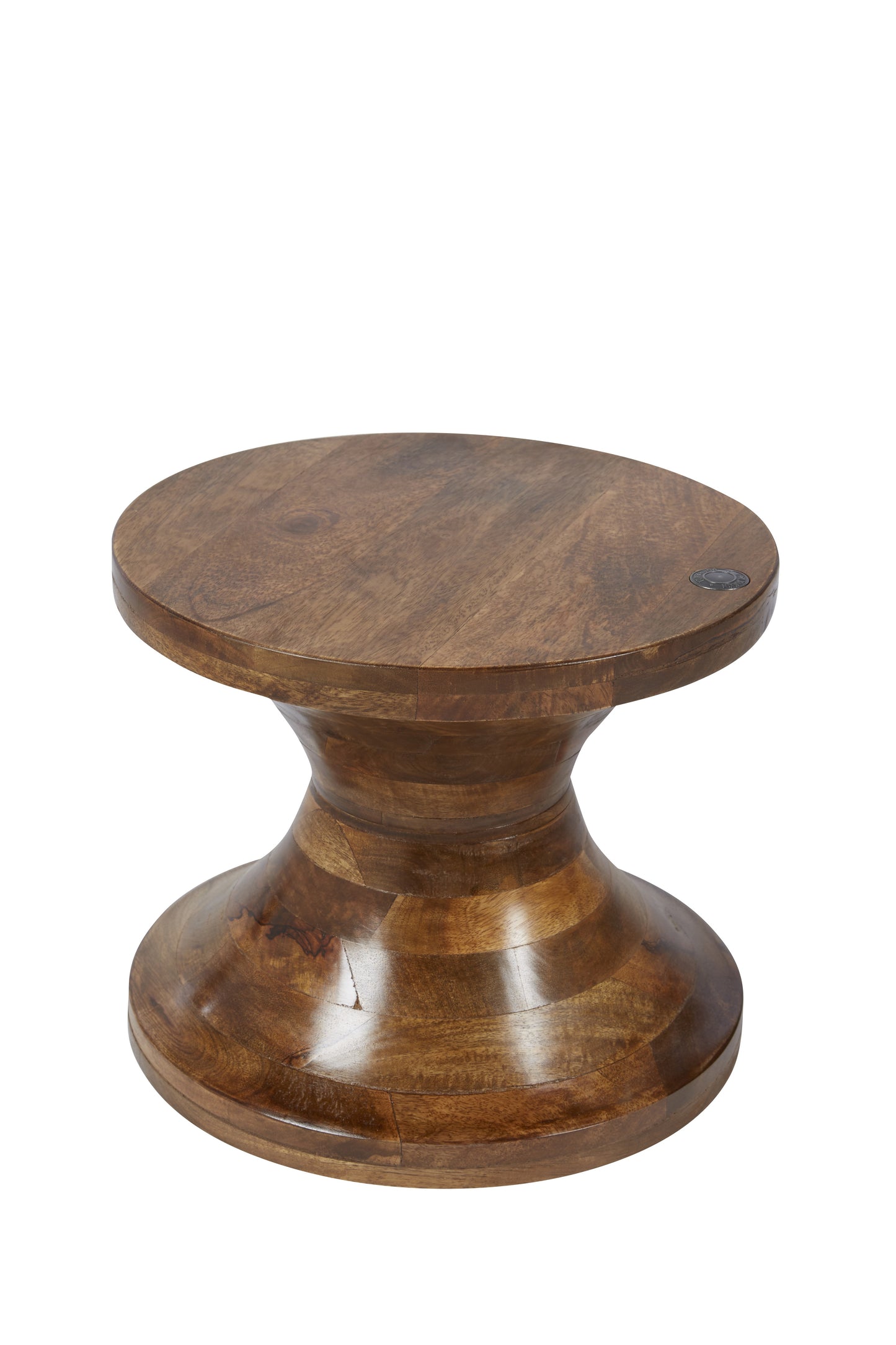 Tom Tailor Hocker   T-Wooden Stool Low konkave Form eingelassener grosser TOM TAILOR Metallknopf