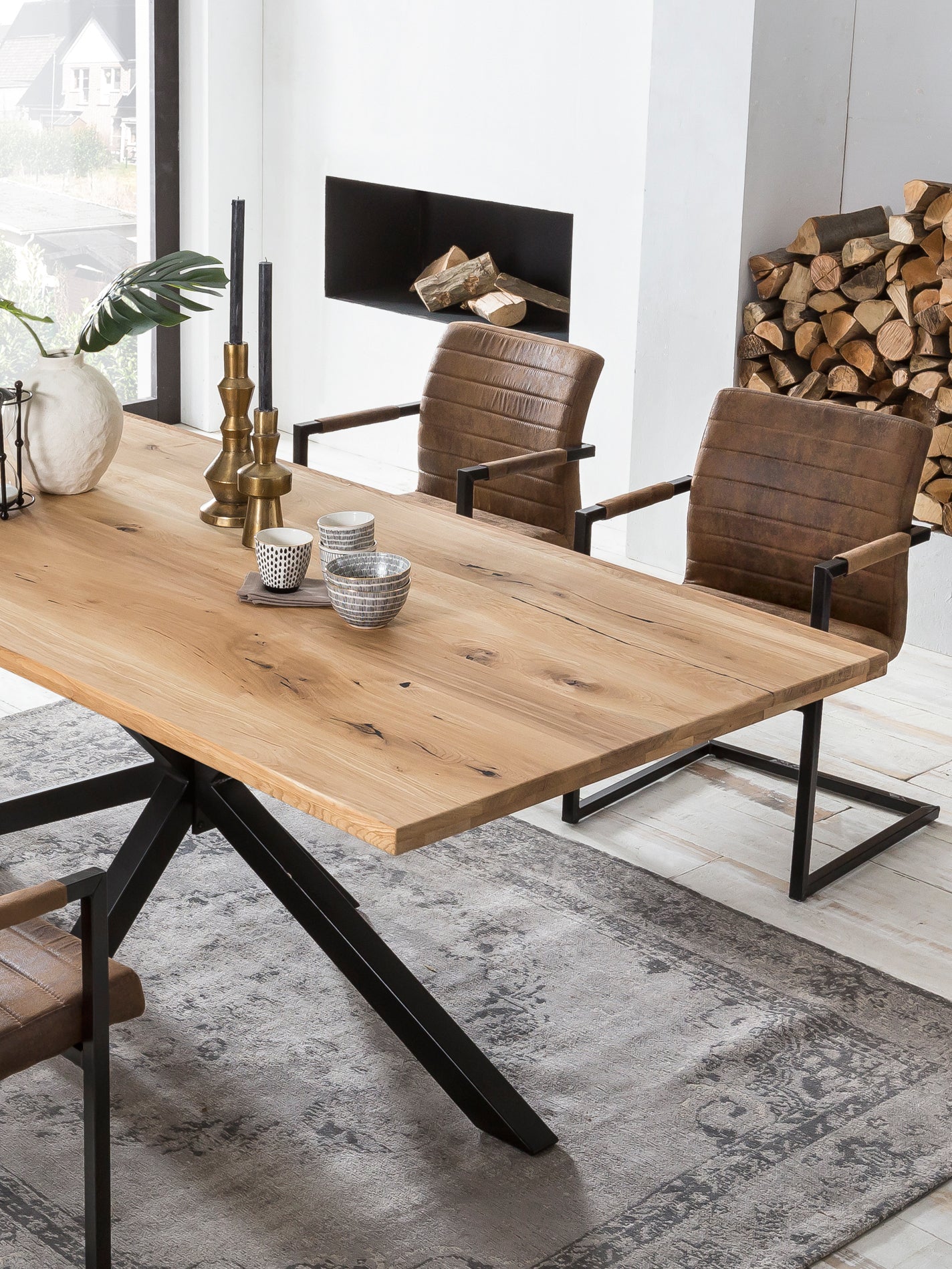 Tischplatte 200x100 cm Wildeiche geoelt Plattenstaerke 20 mm auf 40 mm aufgedoppelt aus durchgehenden Lamellen