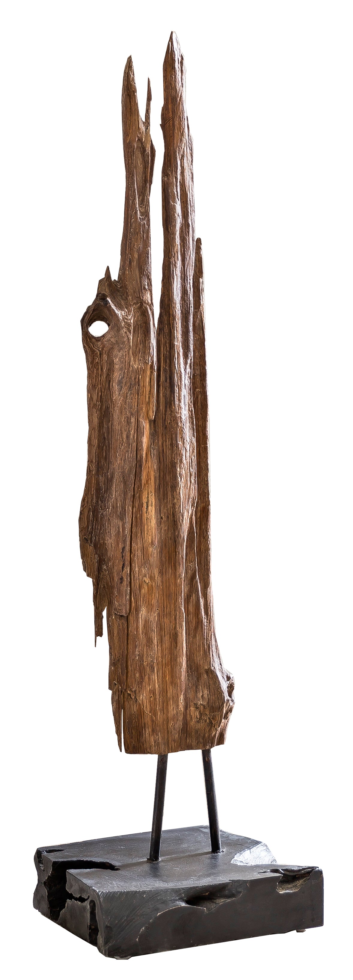 Treibholzskulptur 100 cm hoch Bodenplatte 30x30x10 cm