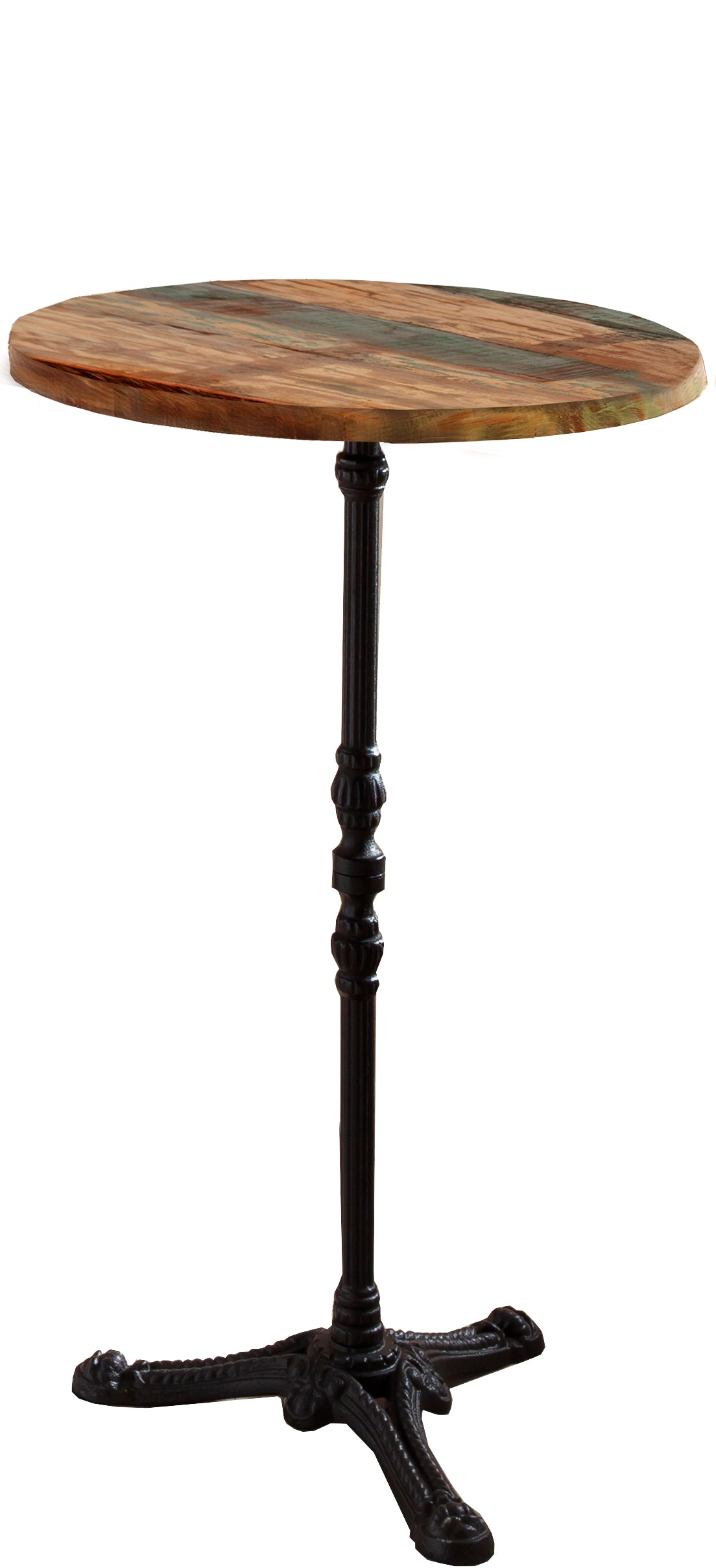 Tischplatte 60 cm Durchmesser rund aus buntem Altholz