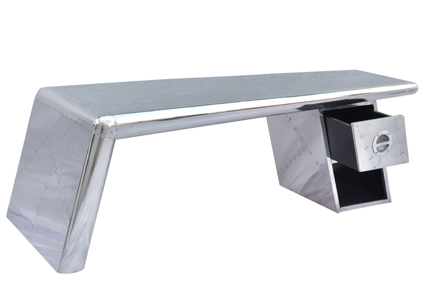 Couchtisch Metall silber mit Aluminium beschlagen Innenmasse Schublade  ca  B19 x T32 x H15 cm