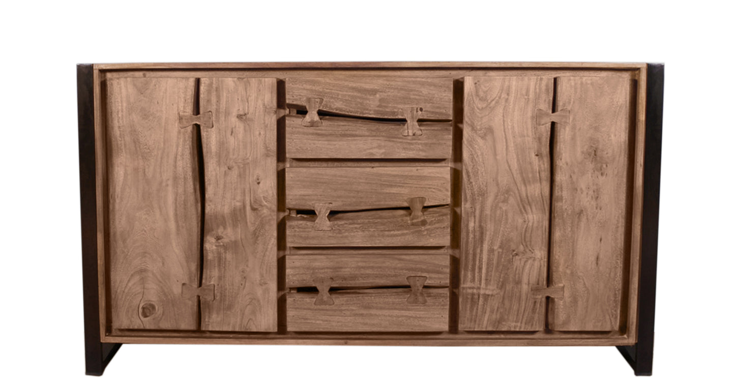 Sideboard 3 Schubladen 2 Tueren Tuerbreite 58 cm Oberkante der Tuer 77 cm Holz gebeizt und lackiert