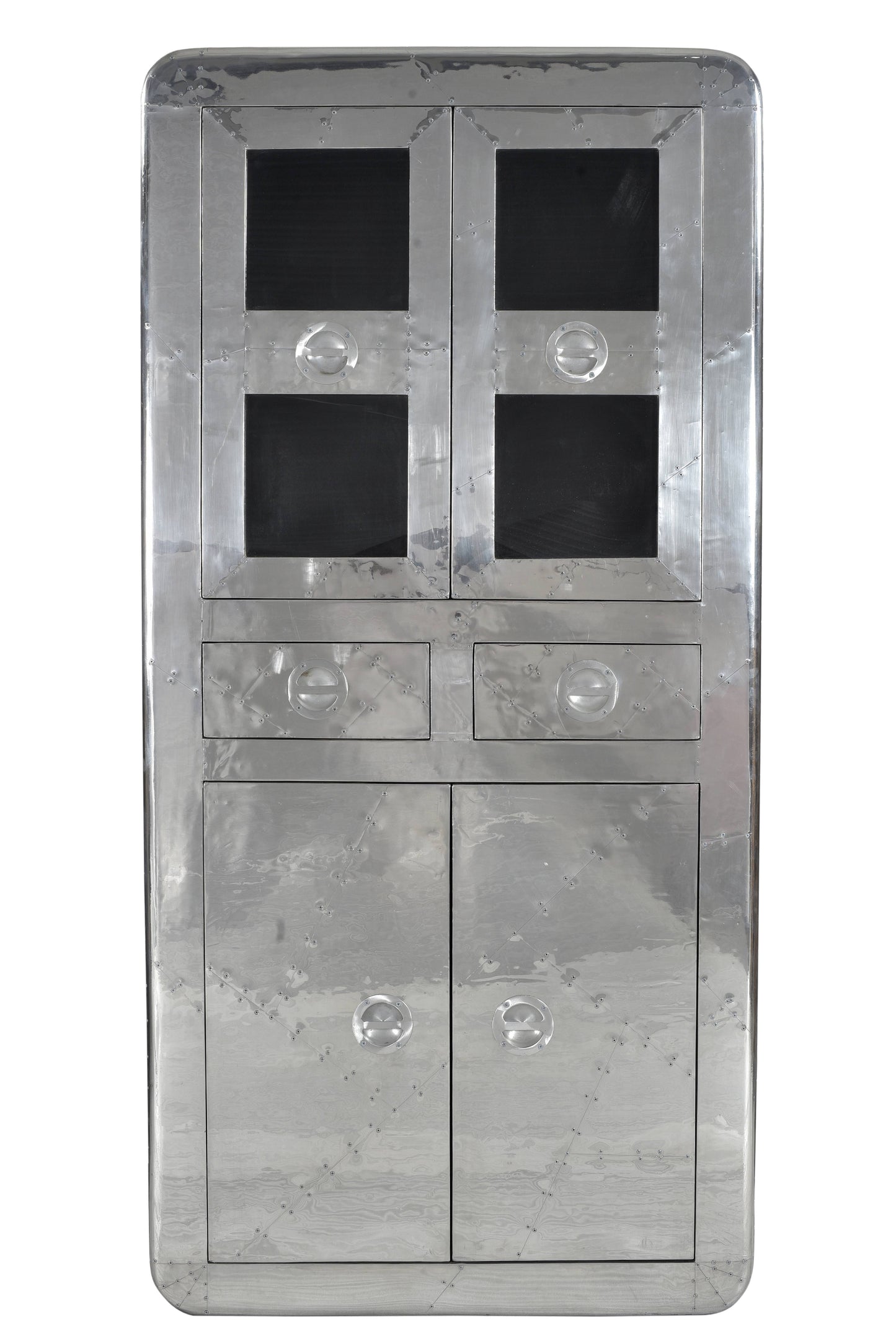 Vitrine 4 Tueren 2 Schubladen oben und unten je 1 Boden Fachmasse oben 86x36x345 cm Schubladeninnenmasse 285x18x115 cm