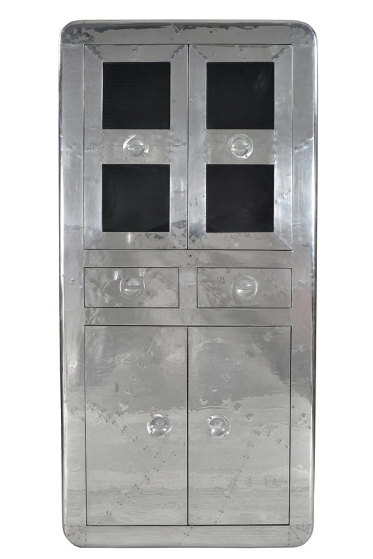 Vitrine 4 Tueren 2 Schubladen oben und unten je 1 Boden Fachmasse oben 86x36x345 cm Schubladeninnenmasse 285x18x115 cm