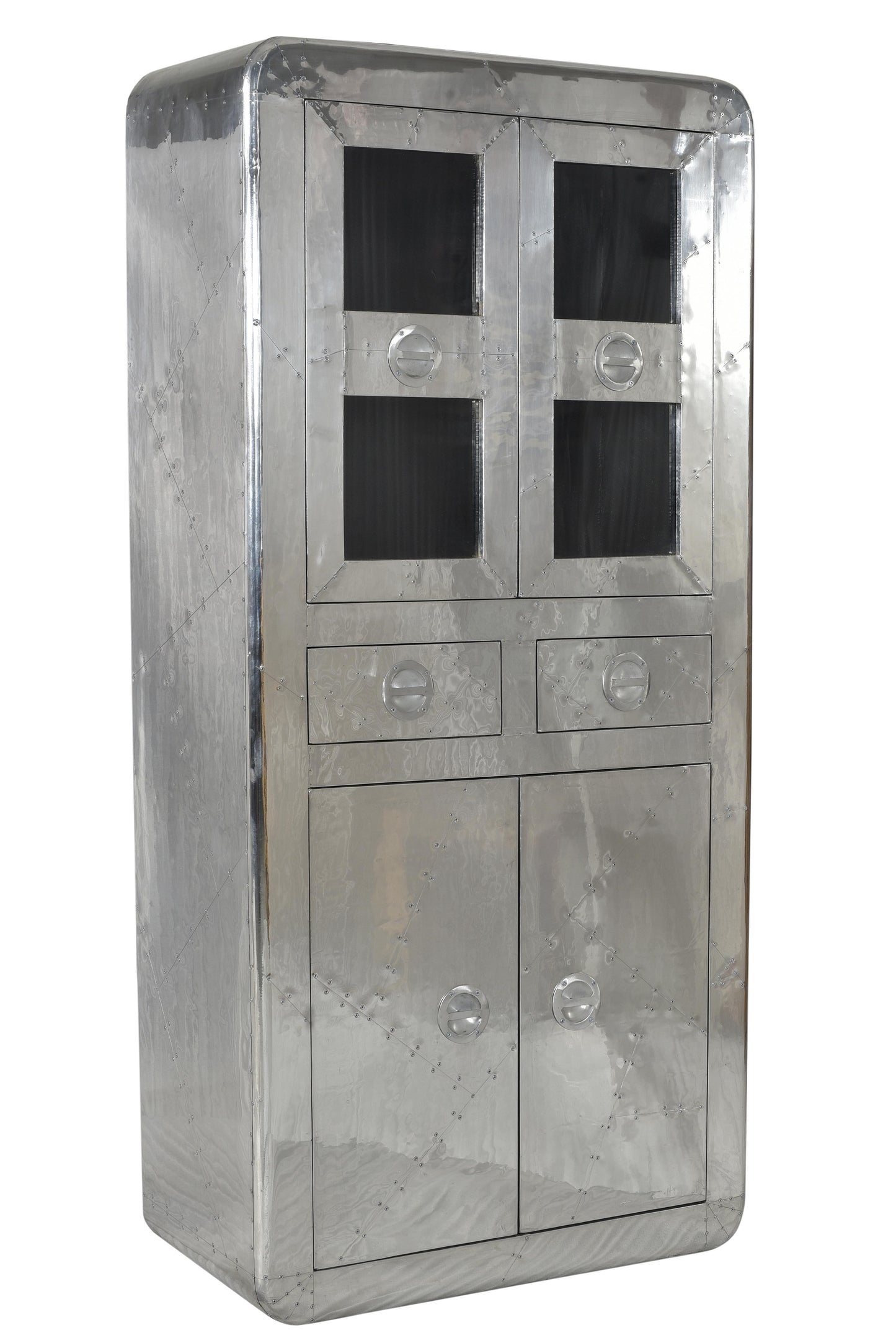 Vitrine 4 Tueren 2 Schubladen oben und unten je 1 Boden Fachmasse oben 86x36x345 cm Schubladeninnenmasse 285x18x115 cm