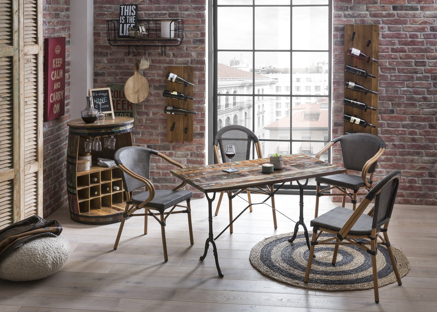 Tisch 120x65 cm rechteckig im Bistro-Stil Plattenstaerke 30 mm