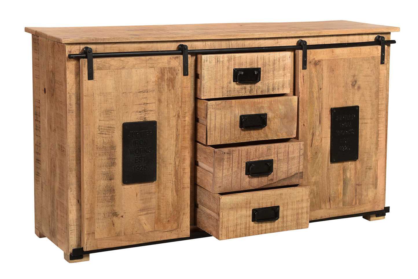 Sideboard 2 Schiebetueren 4 Schubladen Schubladenmasse 28x37x128 cm hinter den Tueren je 1 fester Boden Fachmasse 47x33x325 cm