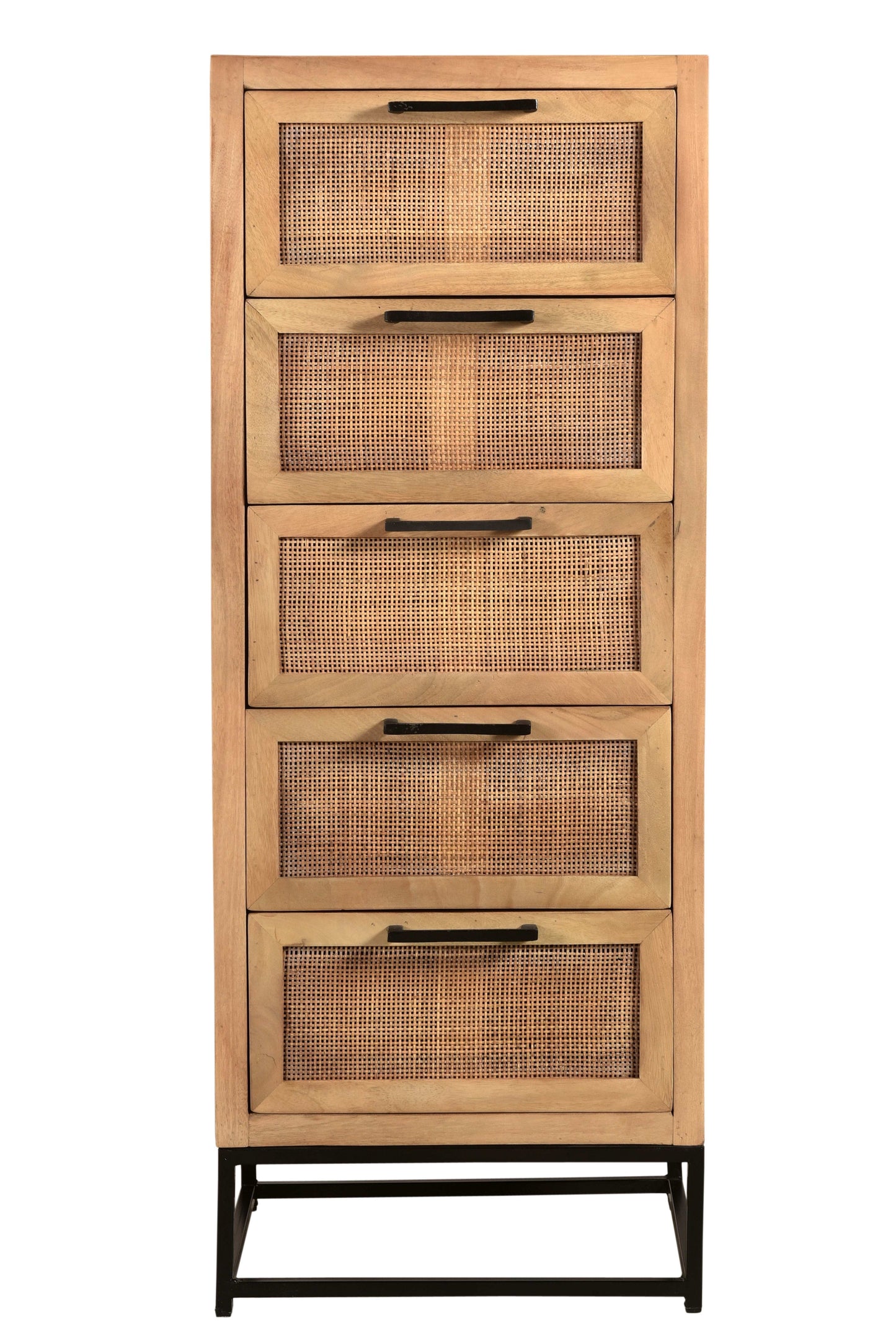 Kommode   5 Schubladen Schubladen mit Rattan-Einsaetzen