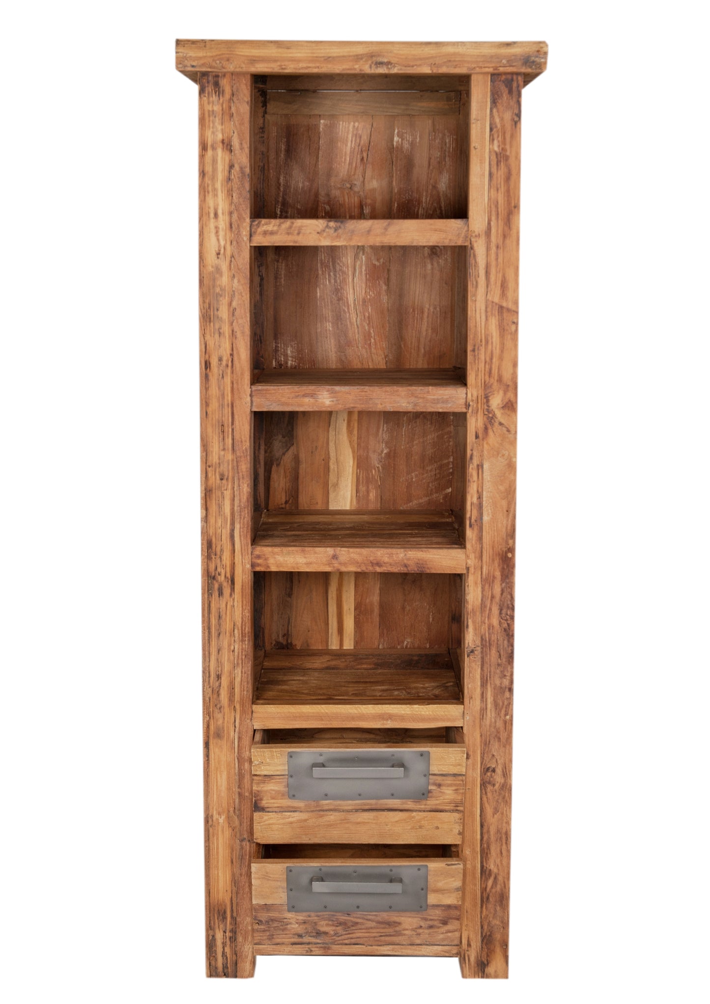 Buecherregal   4 offene Faecher 2 Schubladen Schubladenschienen aus Holz Fachmasse 42x39x29 cm Schubladeninnenmasse 385x28x13 cm