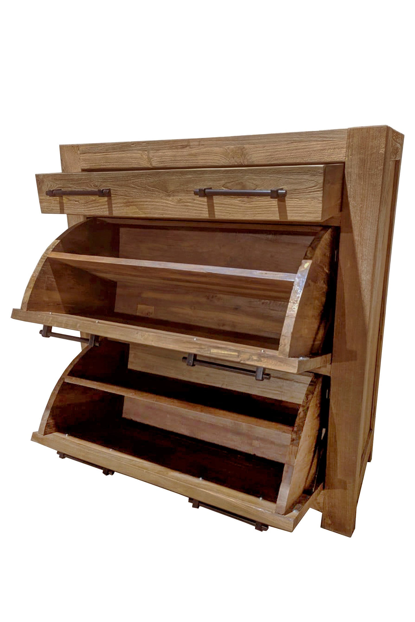 Schuhschrank   2 Klappen 1 Schublade mit Metallgriffen fuer ca  16 Paar Schuhe