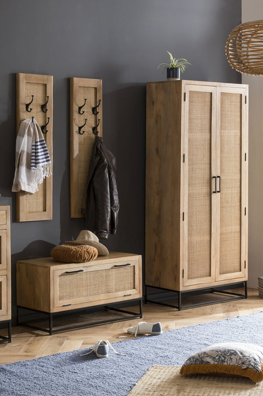 Dielen-Set 1 Schuhschrank 2 Garderobenpaneele 1 Kleiderschrank Schuhschrank 845x40x48 cm fuer ca  6 paar Schuhe Garderobenpaneel 35x8x110 cm 4 Haken Schrank 80x40x180 cm