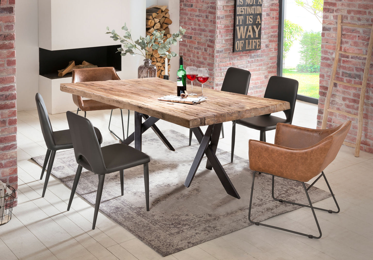 Tisch 200x100 cm   Platte Teak Gestell antikschwarz Plattenstaerke 20 mm aufgedoppelt auf 50 mm Rechteckrohre 8x4 cm