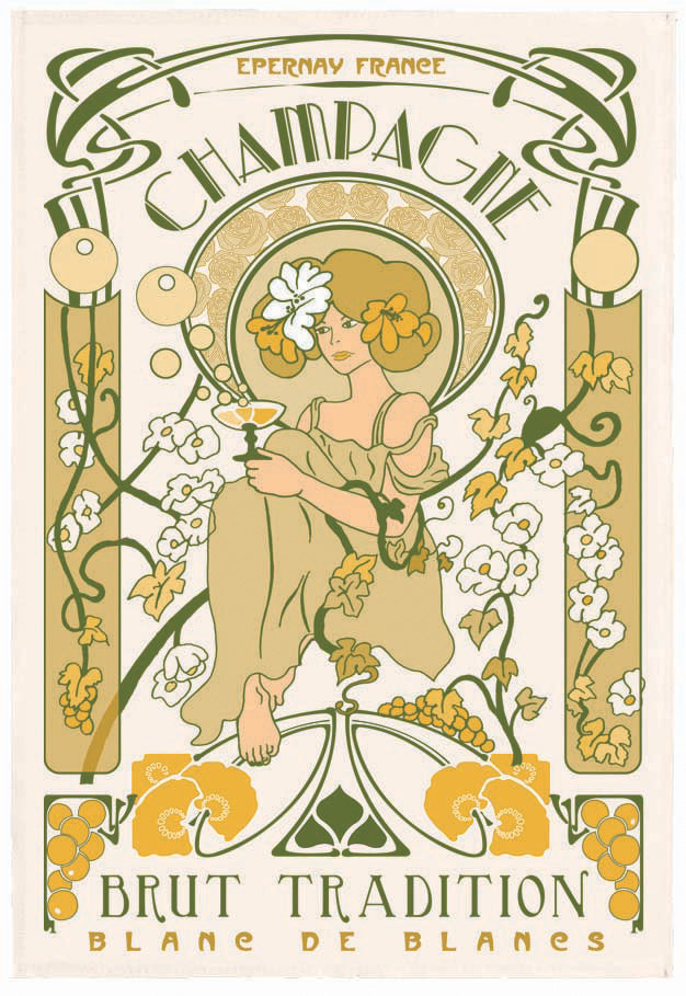 Geschirrtuch Champagne Art Nouveau Écru 48 X 72