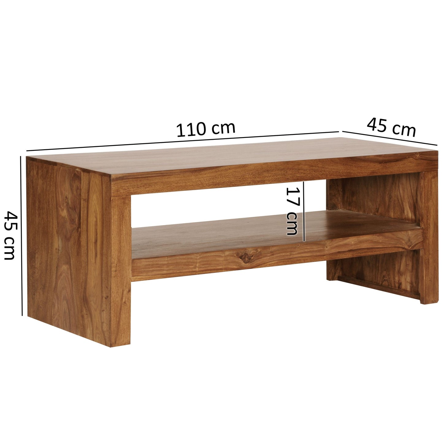 Couchtisch Massiv Holz Durban Sheesham 110 cm breit Wohnzimmer Tisch Design braun Landhaus Stil Beistelltisch
