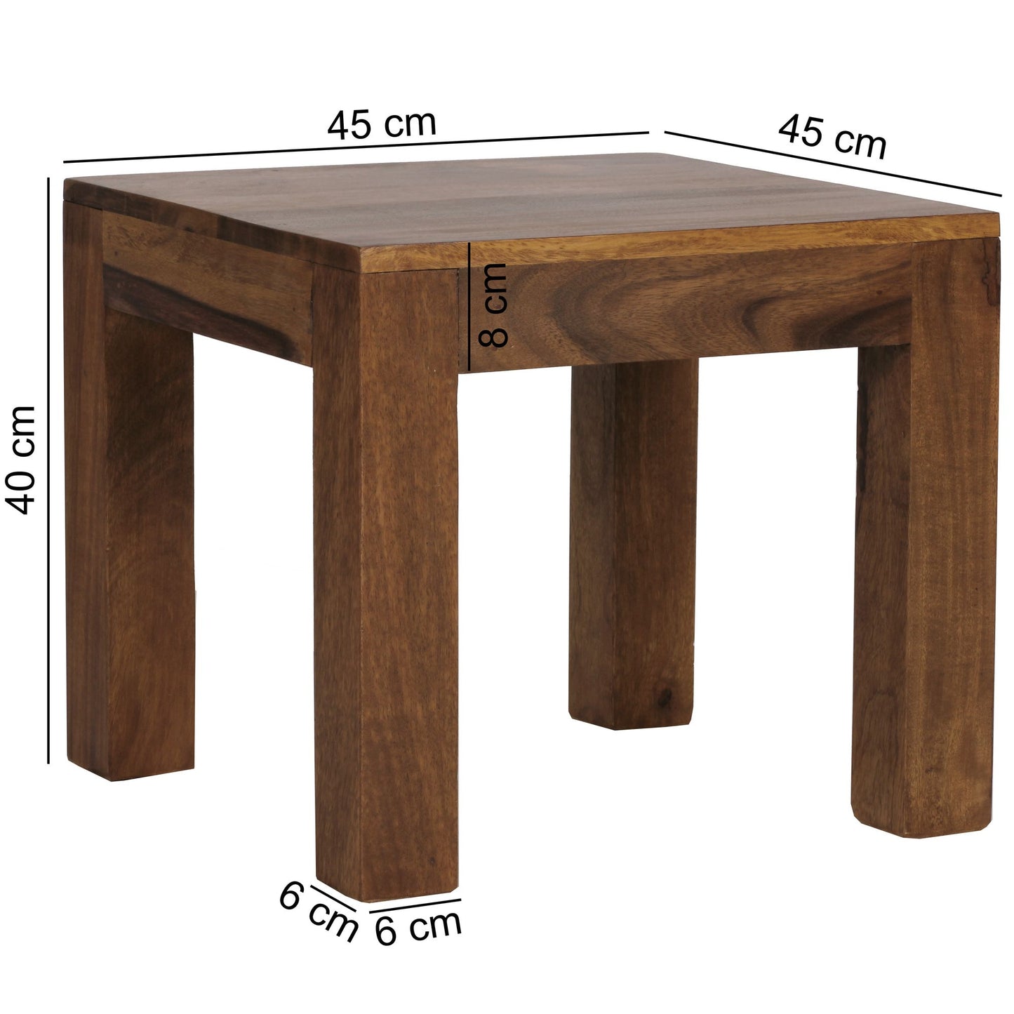 Couchtisch Massivholz Sheesham 45 mal 40 mal 45 cm Wohnzimmertisch braun Beistelltisch Naturorodukt Wohnzimmermoebel Unikat modern Massivholzmoebel Echtholz