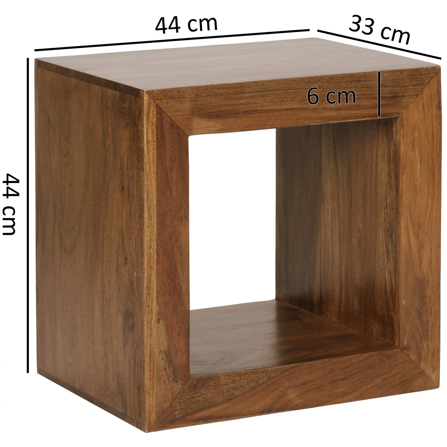 Standregal Massivholz Sheesham 44cm hoch Cube Regal Design Holzregal Naturprodukt Beistelltisch Landhausstil