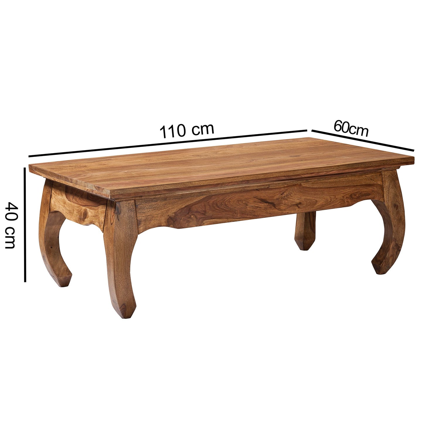 Couchtisch Massiv Holz Sheesham 110 cm breit Wohnzimmer Tisch Design dunkel braun Landhaus Stil Beistelltisch