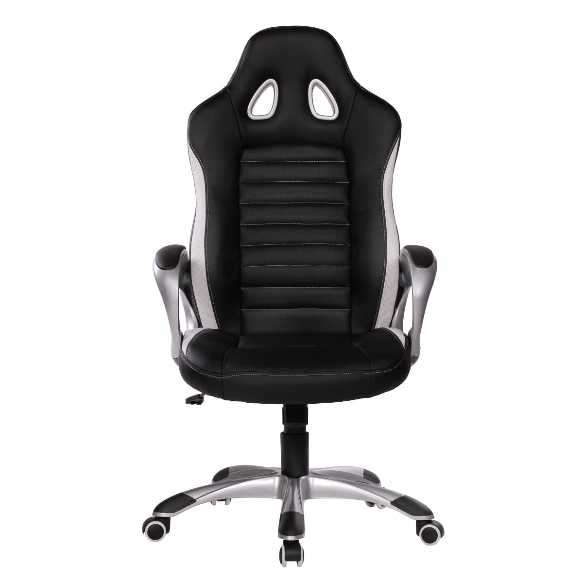 Buerostuhl SPA Leder Optik Schwarz Gaming Chefsessel mit Armlehne gepolstert 110 kg Sport Sitz Drehstuhl Kopfstuetze Race Schreibtischstuhl Gamer Design Modern Drehsessel Racing