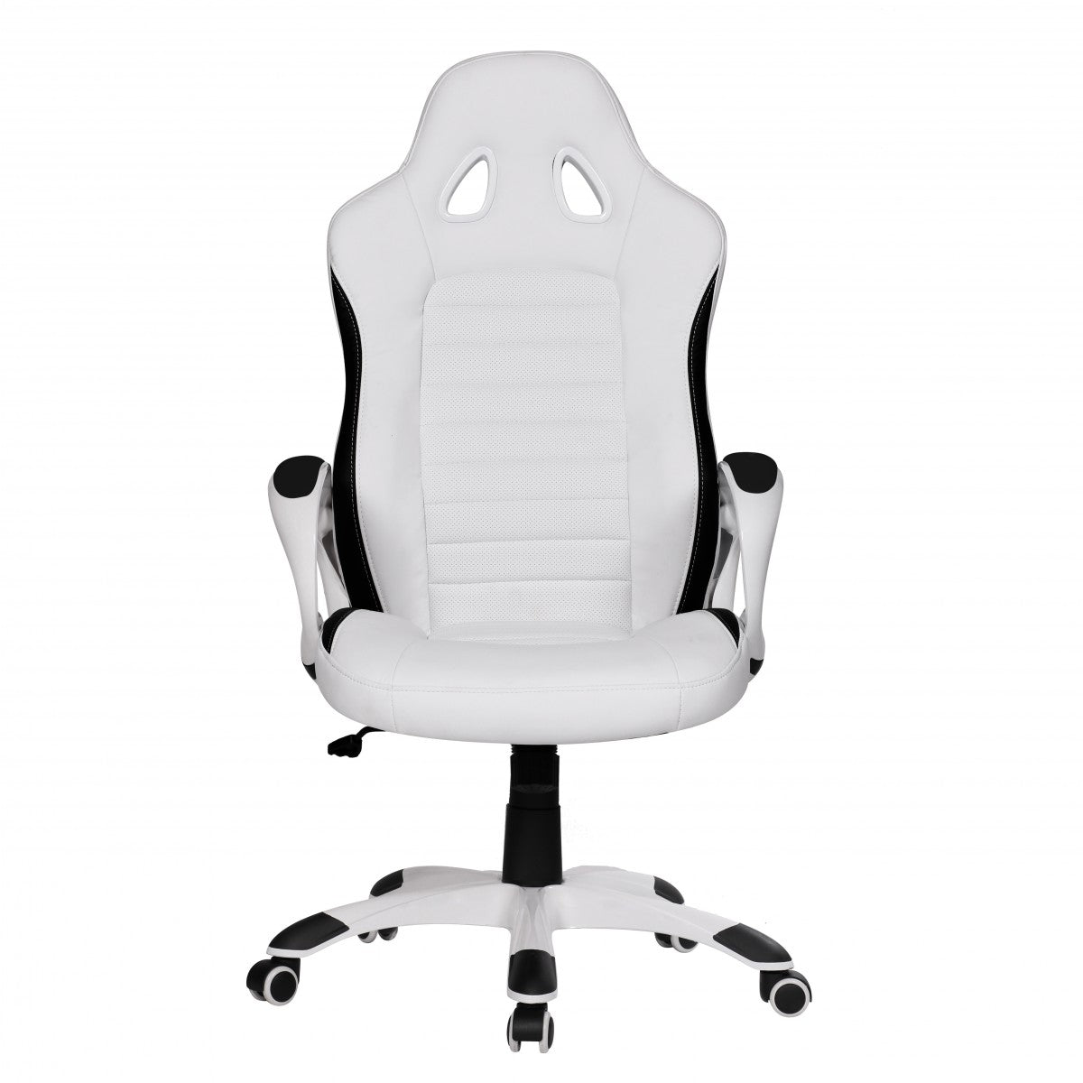 Buerostuhl SPA Weiss Gaming Chefsessel mit Armlehne gepolstert 110 kg Sport Sitz Drehstuhl Kopfstuetze Race Schreibtischstuhl Gamer Design Modern Drehsessel Racing