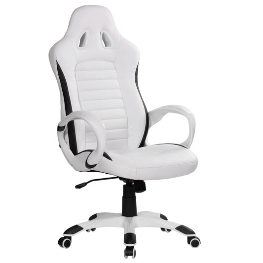 Buerostuhl SPA Weiss Gaming Chefsessel mit Armlehne gepolstert 110 kg Sport Sitz Drehstuhl Kopfstuetze Race Schreibtischstuhl Gamer Design Modern Drehsessel Racing