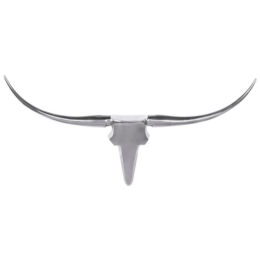 Deko Geweih Bull M WL1.245 Silber 100 cm Aluminium Design Hoerner Wanddekoration Stierkopf Horn Modern Wandskulptur Geweih Jagdtrophaee Metall Longhorn Wandschmuck Gross