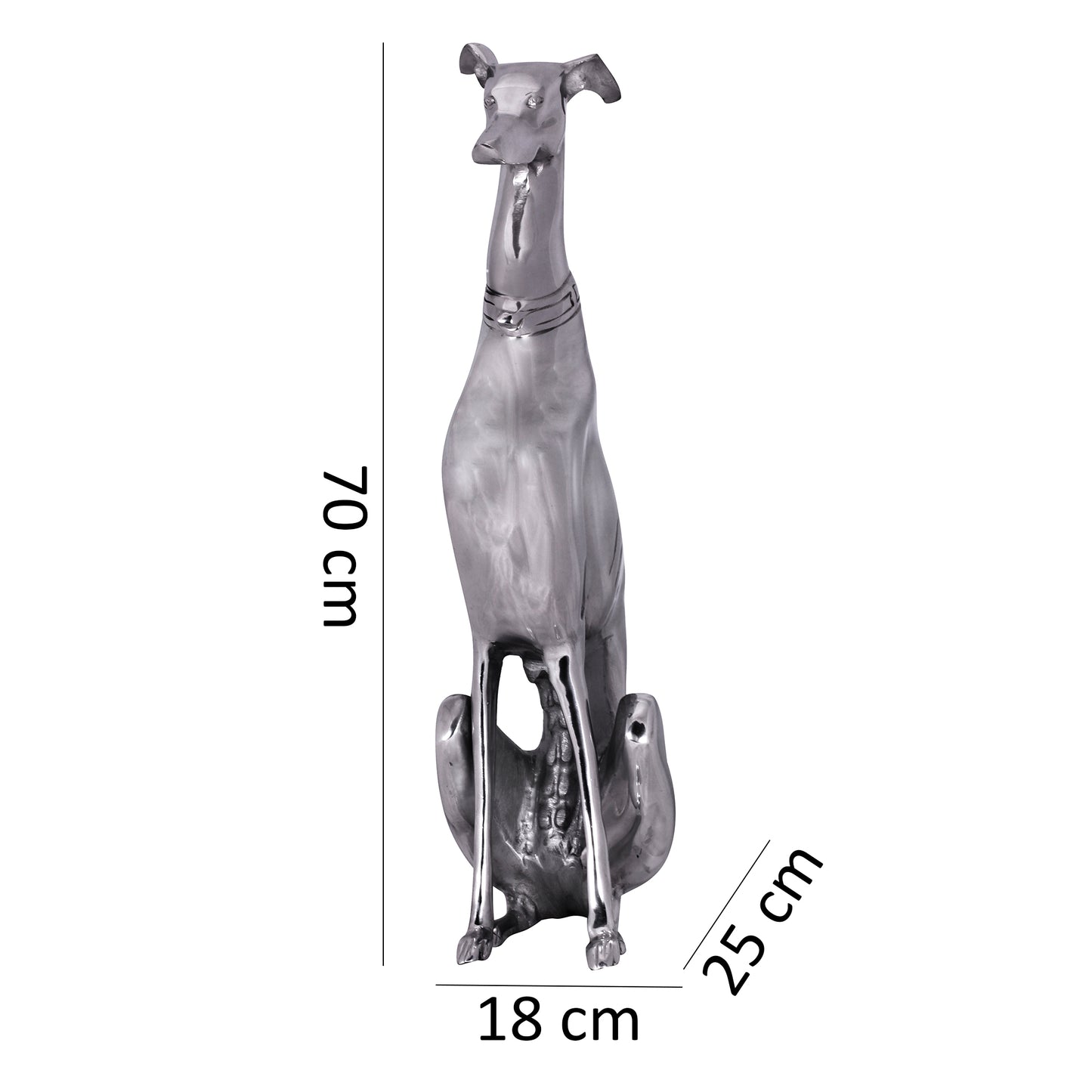 Dekoration Design Dog aus Aluminium silbern Windhund Skulptur Hundestatue