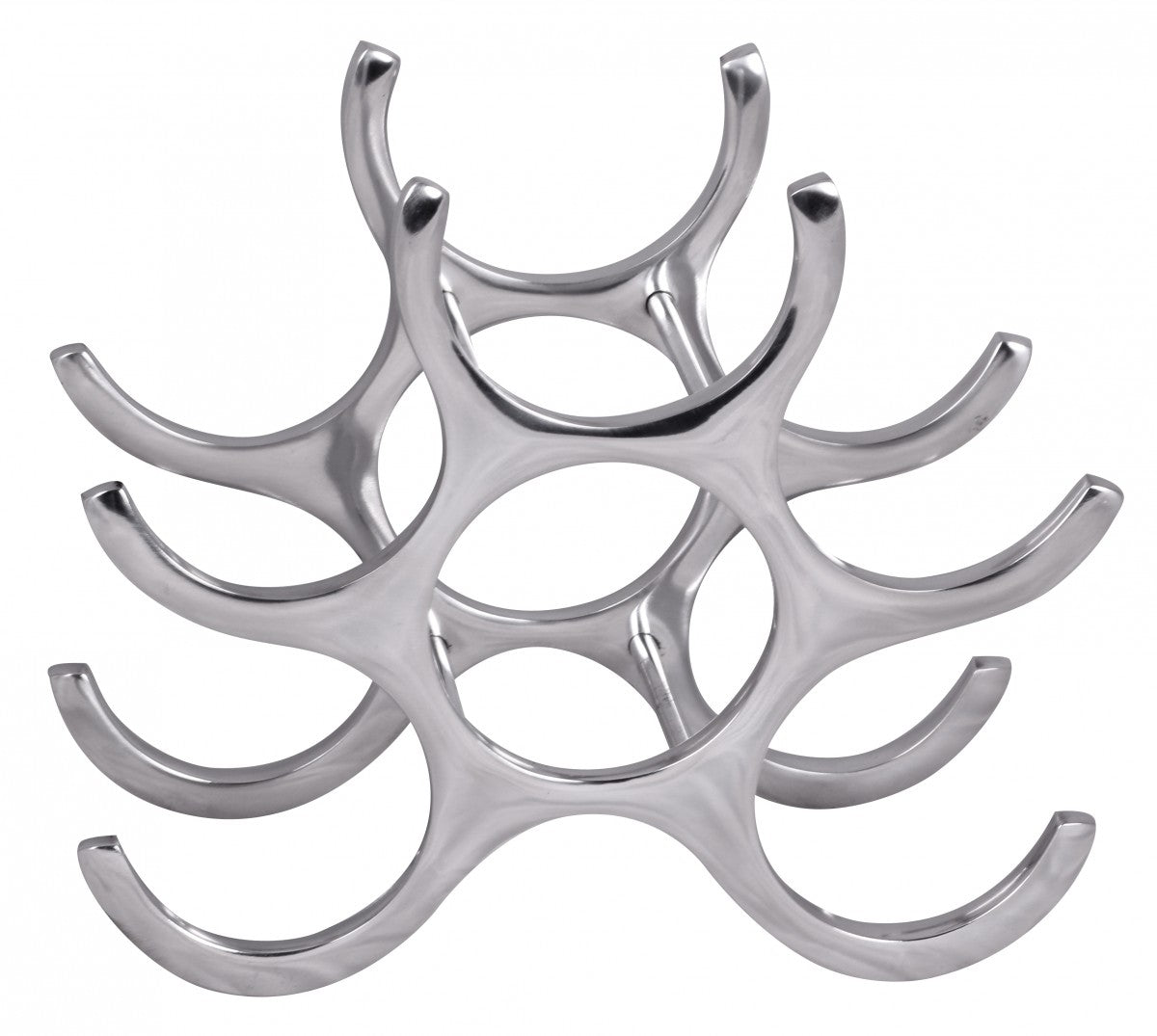 Design Aluminium Weinregal 6 Flaschen in Silber 29 mal 24 mal 14 cm Flaschenregal Wein Zubehoer flach modern Metall Deko Weinflaschen Halter Schmal Kueche Regal Alu Flaschenstaender stehend