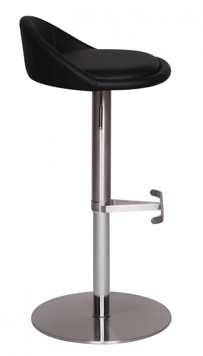 Barhocker WL1.281 Schwarz Edelstahl hoehenverstellbare Sitzhoehe 54 79 cm Design Barstuhl mit Rueckenlehne Bistrohocker Barsitz Gepolstert Thekenhocker 360° Drehbar Tresenstuhl Modern