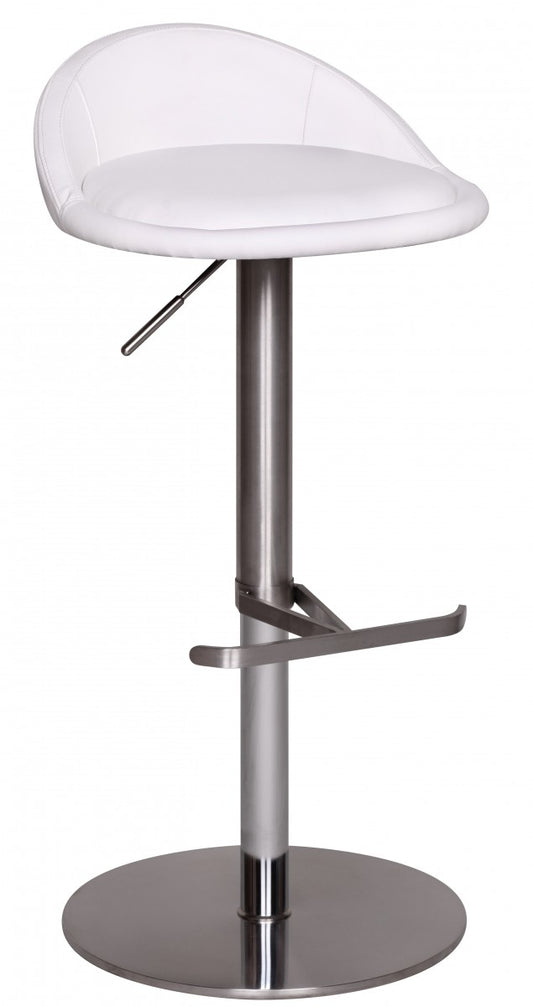 Barhocker WL1.282 Weiss Edelstahl hoehenverstellbare Sitzhoehe 54 79 cm Design Barstuhl mit Rueckenlehne Bistrohocker Barsitz Gepolstert Thekenhocker 360° Drehbar Tresenstuhl Modern